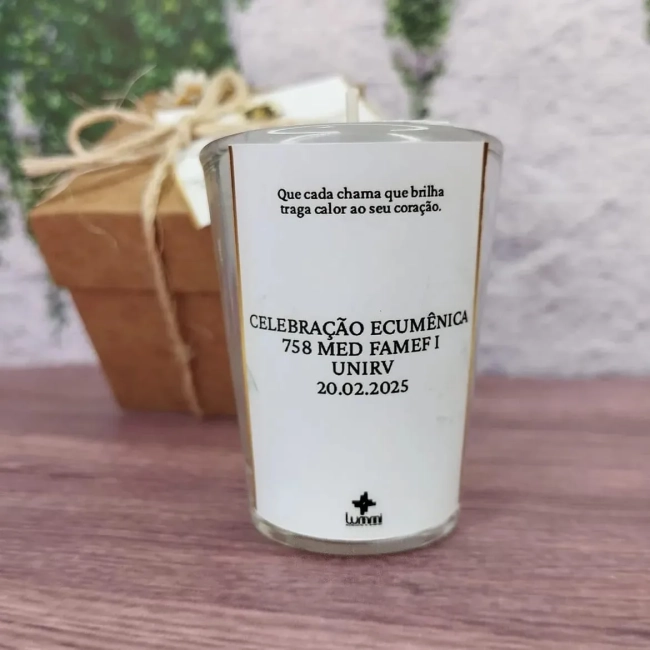 40 Vela Aromática no Copo Lembrancinha Personalizada Formatura, Batizado, Casamento, Corporativo e etc. Fazemos Qualquer Tema
