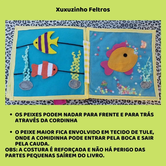 Livro Sensorial Bichos do Oceano em feltro