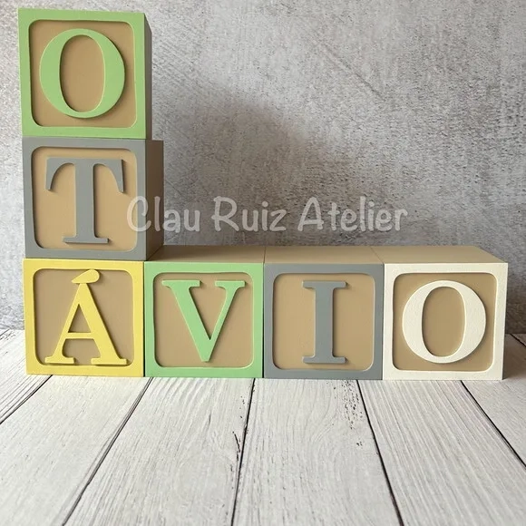 Cubos 10x10cm Bordas Decoração Infantil Quarto de Bebê