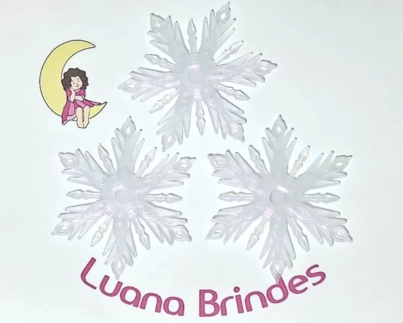 Floco de Neve Fruta Cor 7cm Acrílico Pacote com 10 Unidades.