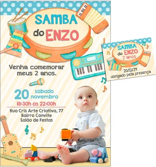 Convite Digital C/tag Aniversário Música