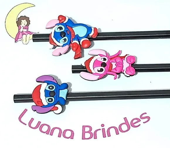 Lápis C/ponteira Stitch Natal Emborrachado 6 Unidades
