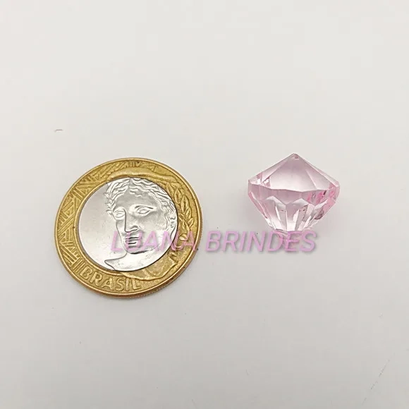 Diamante Rosa bebê Acrílico com Furo 17mm Pct 20 Unidades