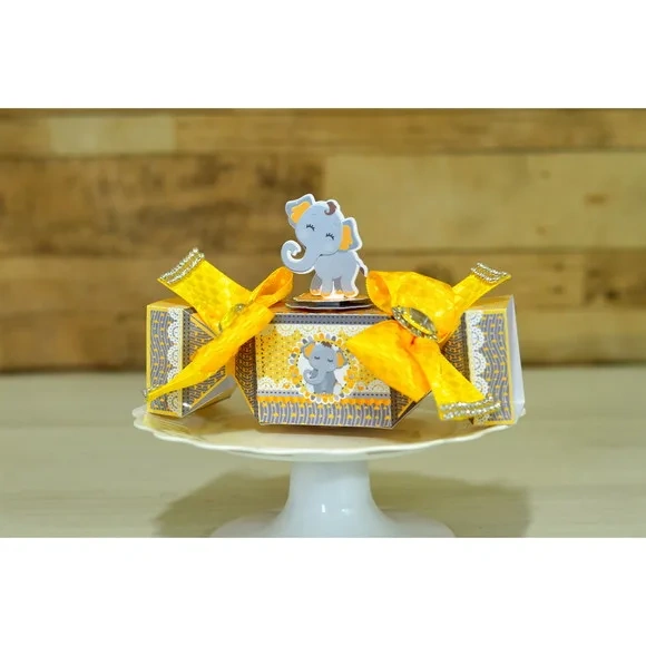 Kit 30 Lembrancinha - Elefante Amarelo e Cinza