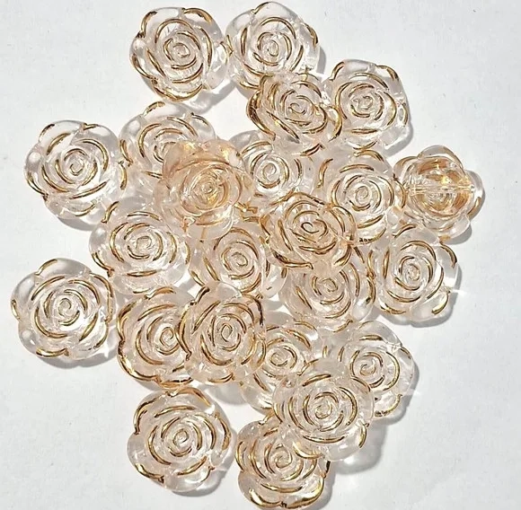 Flor 18mm Furo Passante Cristal Dourado- 20 Unidades