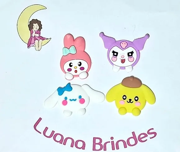 Aplique Melody e Kuromi Emborrachado Pacote com 4 Unidades