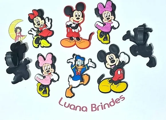 Aplique Mickey e Minnie C/adaptador pra Tênis- 6 Unidades