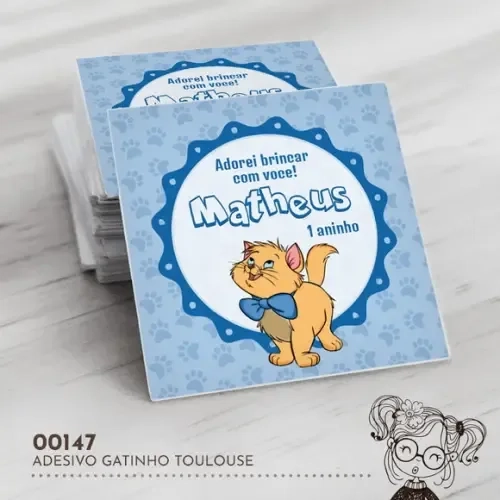 Adesivo Quadrado Gatinho Toulouse - 00147