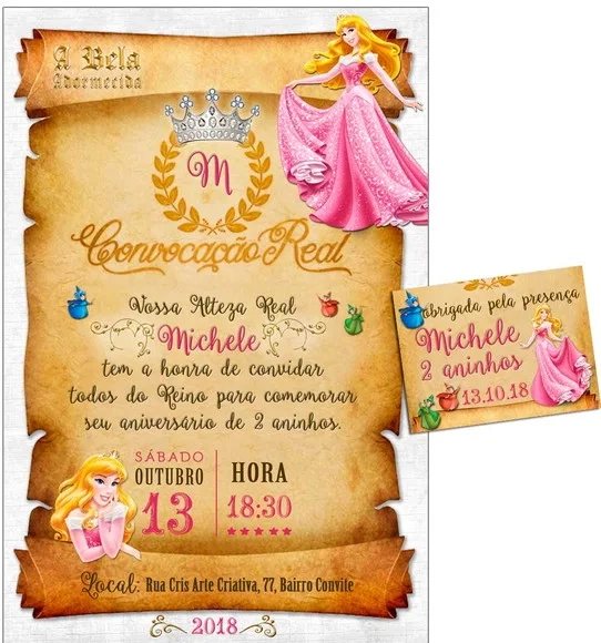 CONVITE DIGITAL C/TAG Pergaminho A Bela Adormecida