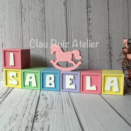 Decoração Bebê - Cubos 6x6cm + 1 Cavalinho de Balaço