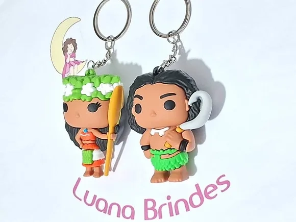 Chaveiro Moana e Maui 3d Emborrachado Pacote com 2 Unidades