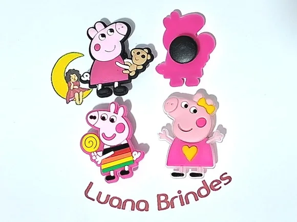 Pins de Crocs Porquinha Rosa Emborrachado 6 Unidades