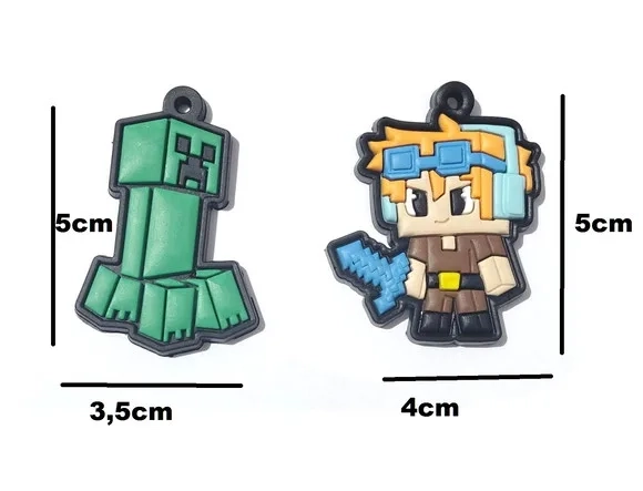 Chaveiro Minecraft Emborrachado Pacote com 6 Unidades