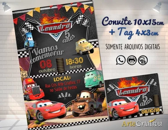 CONVITE DIGITAL C/TAG Carros 2