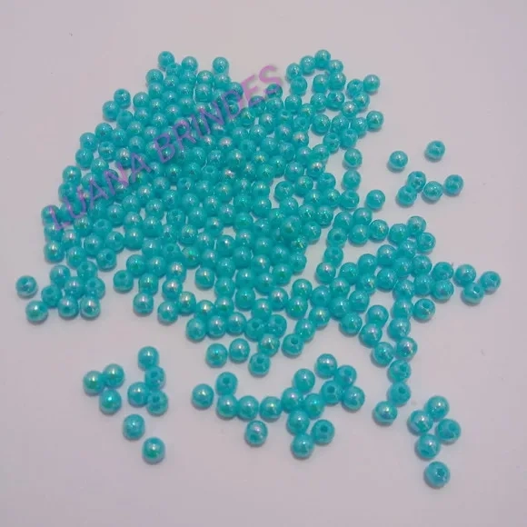 Miçanga Leitosa Furta TIffany 4mm Pacote 60 Gramas