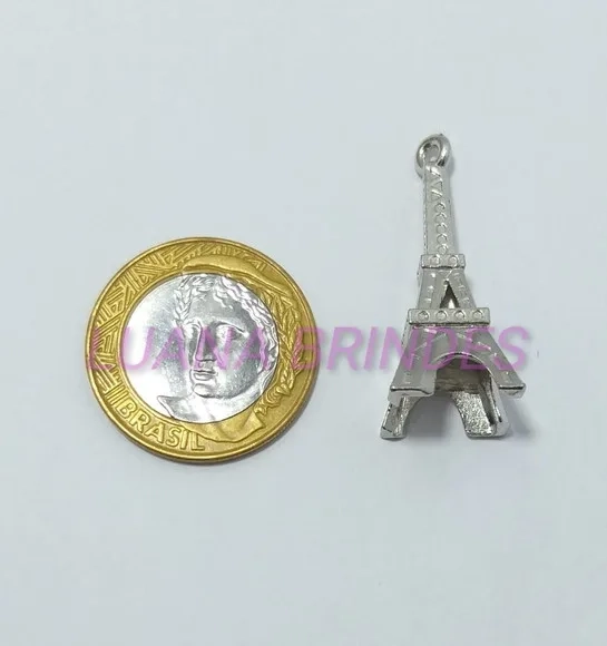 Pingente da Torre Eiffel Prata - pct c/10 unid