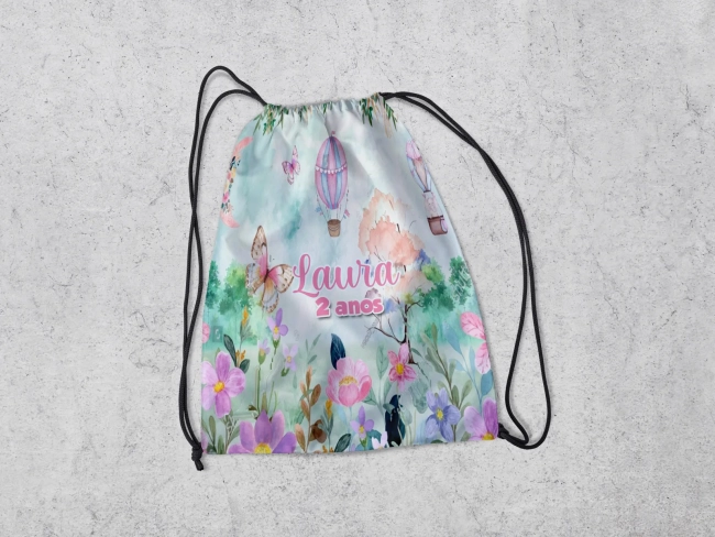 Mochilinha Personalizadada Jardim Encantado das Borboletas