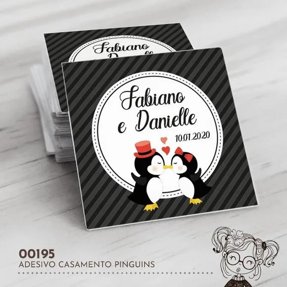 Adesivo Quadrado Pinguins - 00195