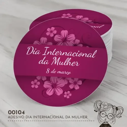 Adesivo Redondo Dia Internacional da Mulher - 00104