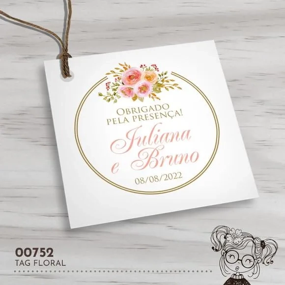 Tag Quadrada Floral - 00752