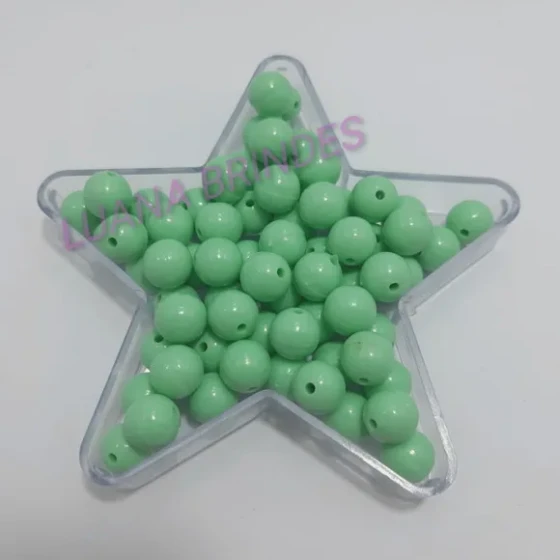 Bolinha Plástica Leitosa Verde Passante 10mm Pct 100 Unidade