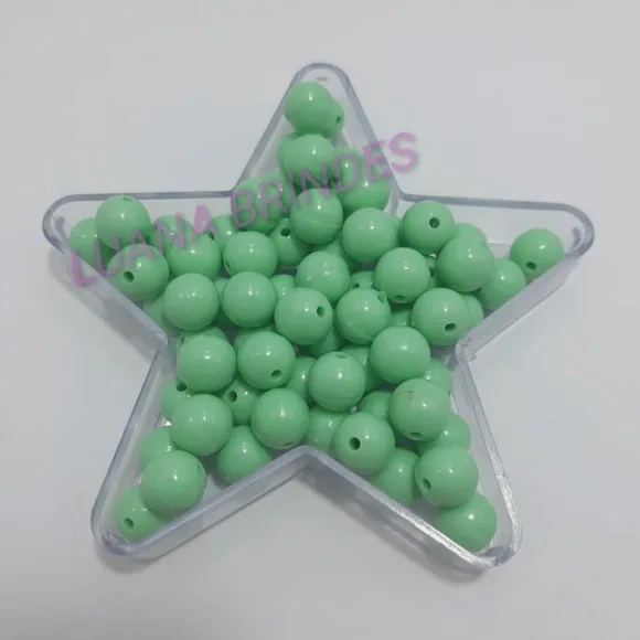 Bolinha Plástica Leitosa Verde Passante 10mm Pct 100 Unidade
