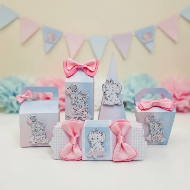 kit 30 Lembrancinhas Elefante Rosa ou Azul