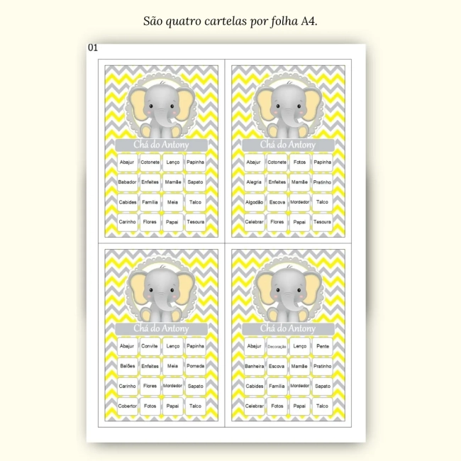 Bingo Chá de Bebê Menino Pdf Para Imprimir