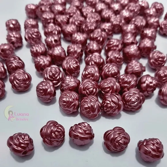 Pérola Flor Vinho - 12mm - Pct c/ 50 Unidades