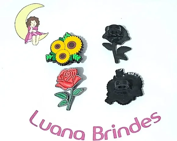Ponteira P/lápis Flores Rosa e Girassol Pacote com 6 Unidade