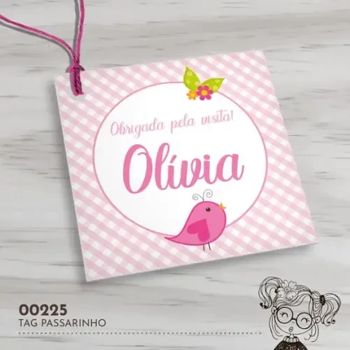 Tag Quadrada Passarinho - 00225
