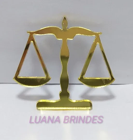 Aplique Advocacia em Acrílico Espelhado Dourado-pct c/5 unid