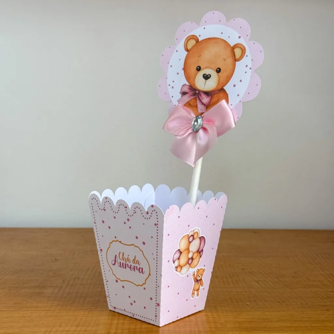 PEGUE E MONTE - Centro de Mesa CHA DE BEBE URSINHO ROSA - Decoração de Festa | Lembrancinhas | Aniversário | Personalizados