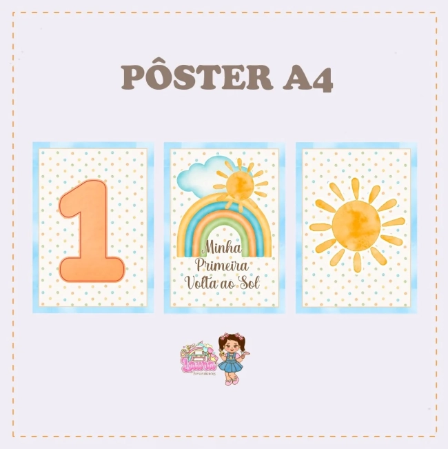 Kit Festa Só Um Bolinho MINHA PRIMEIRA VOLTA AO SOL MENINO - Decoração de Festa