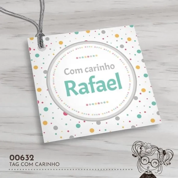 Tag Quadrada com Carinho - 00632