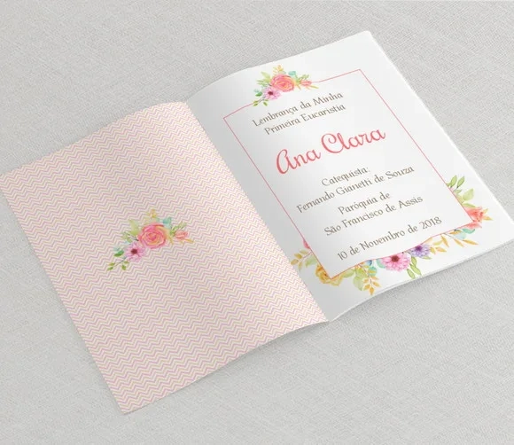 Lembrança Para Eucaristia Floral - Livro De Orações