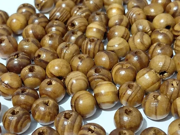 Bola de Madeira Marrom Trabalhada 10mm Pacote C/100 Unidades
