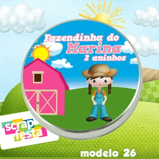 Latinhas Personalizadas Festa Fazendinha Menina Rosa