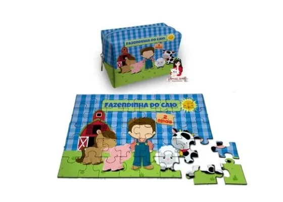 Necessaire Box com Quebra Cabeças Fazendinha