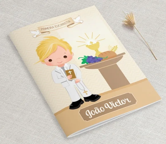 Lembrança Eucaristia - Livro De Orações - Cálice Dourado