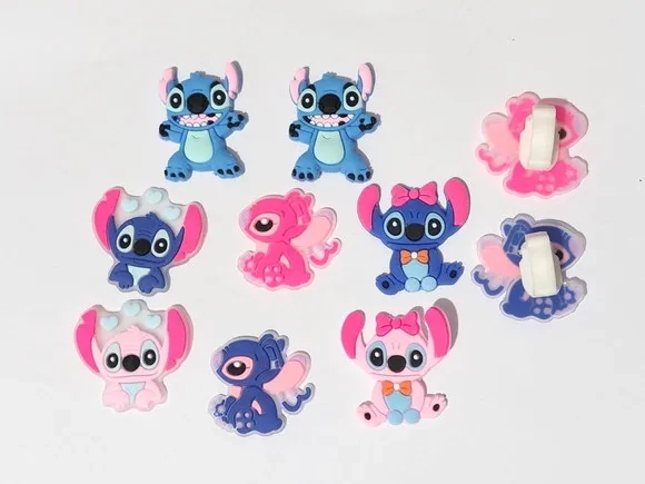 Stitch e Angel C/adaptador P/tênis ou Sandalia 8 Unidades