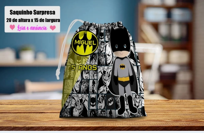Saquinho Supresa para lembrancinhas Batman