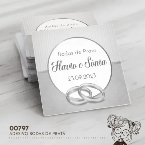 Adesivo Quadrado Bodas de Prata - 00797