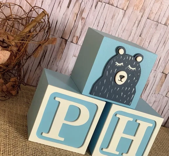 Urso Escandinavo - Cubos 10x10cm Ts Decoração Bebê