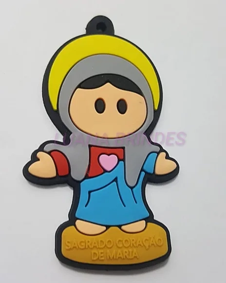 Pingente Imaculado Coração de Maria 5,3cm Pct 05 Unidades