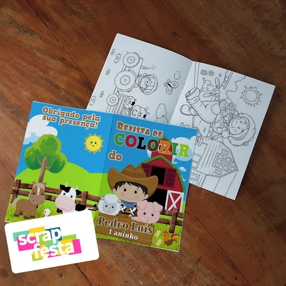 Revista Colorir + Lápis de Cor Festa Fazendinha