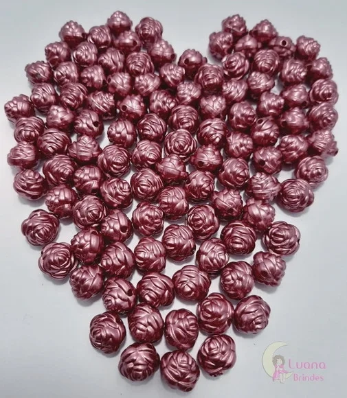 Pérola Flor Vinho - 12mm - Pct c/ 50 Unidades