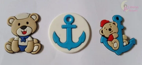 Apliques Ursos Marinheiros e Âncora de Borracha-pct C/6 Uni