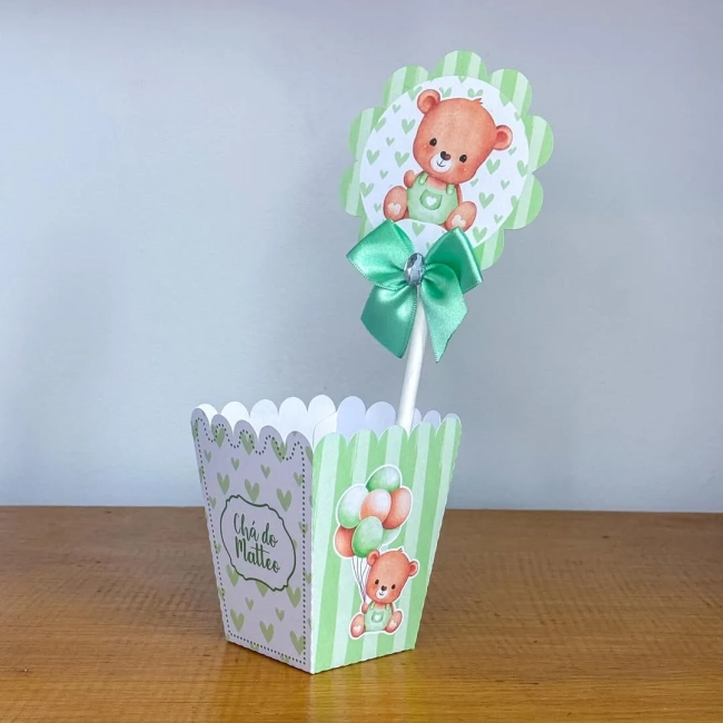 PEGUE E MONTE - Centro de Mesa URSINHO VERDE - Decoração de Festa | Lembrancinhas | Aniversário | Personalizados