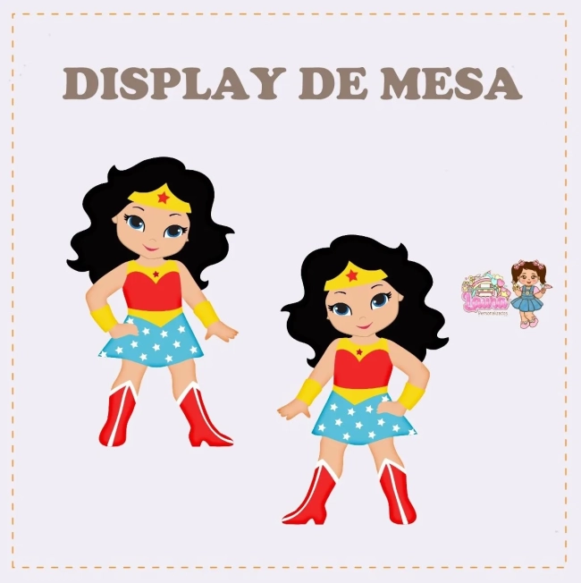 Kit Festa Só Um Bolinho MULHER MARAVILHA CUTE - Decoração de Festa